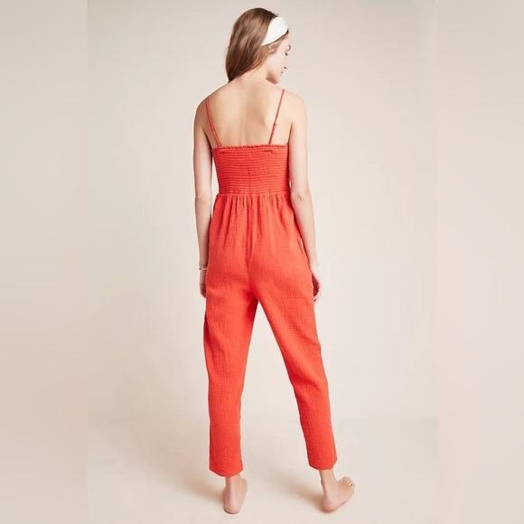 Saturday Sunday Isabel Jumpsuit Size S Red Orange Cotton Gauze Anthropologie - Picture 3 of 13